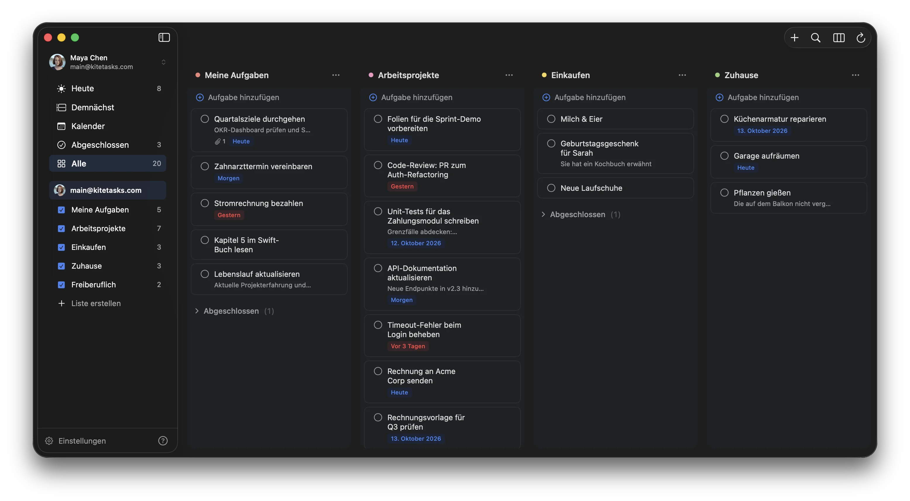 KiteTasks, die native Desktop-App für Google Tasks auf dem Mac