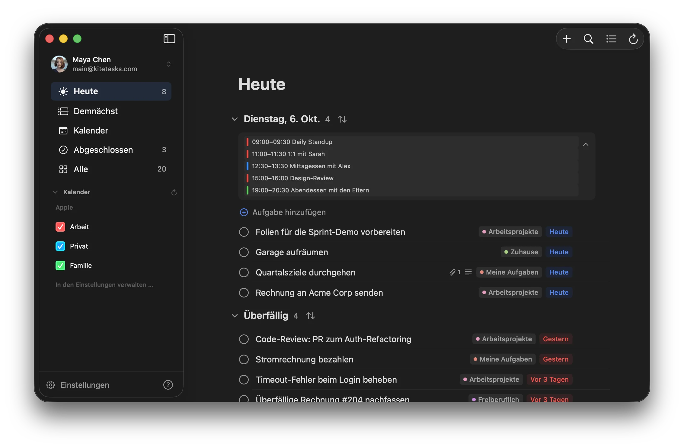 „Heute“-Ansicht