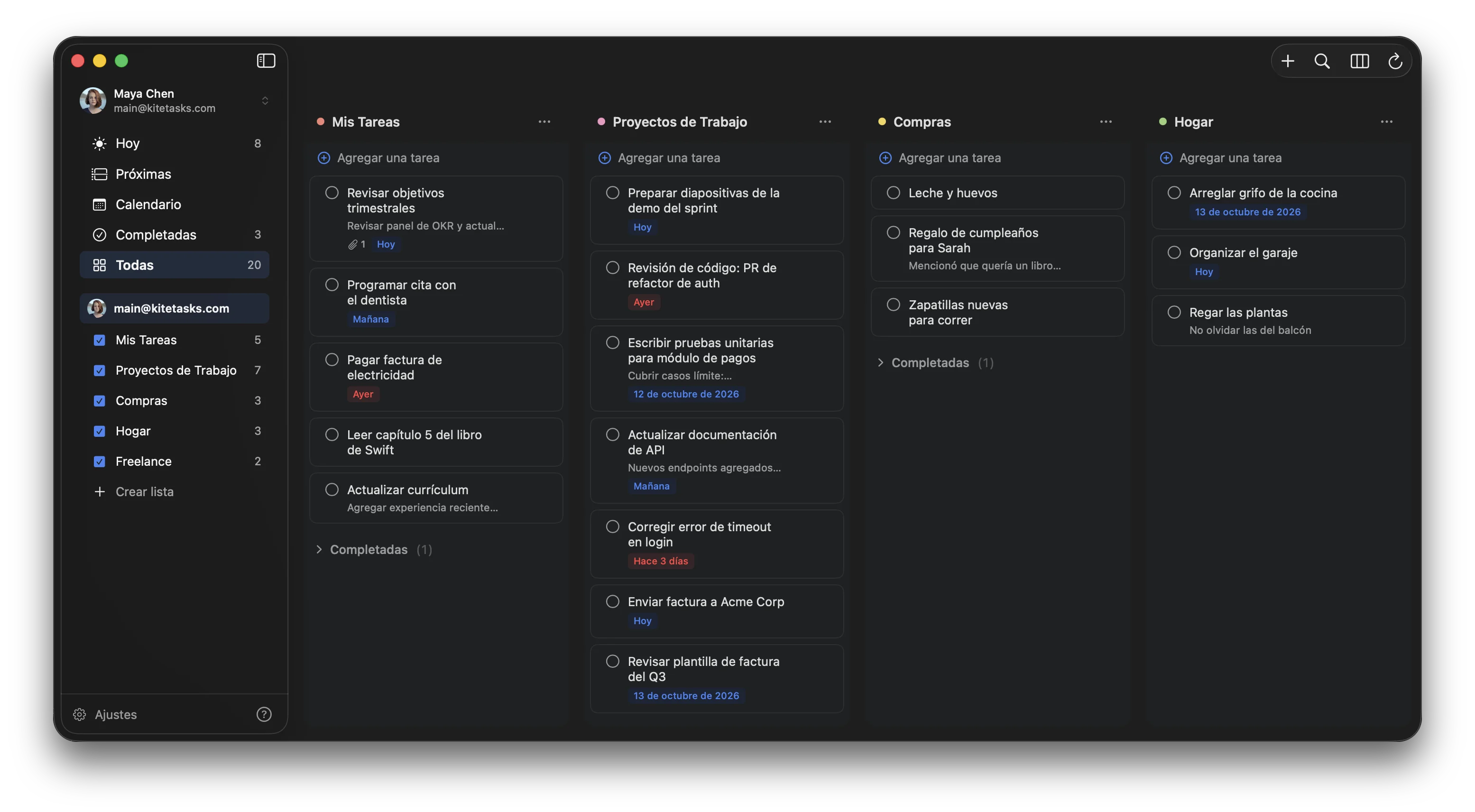 KiteTasks, la app de escritorio nativa de Google Tasks para macOS