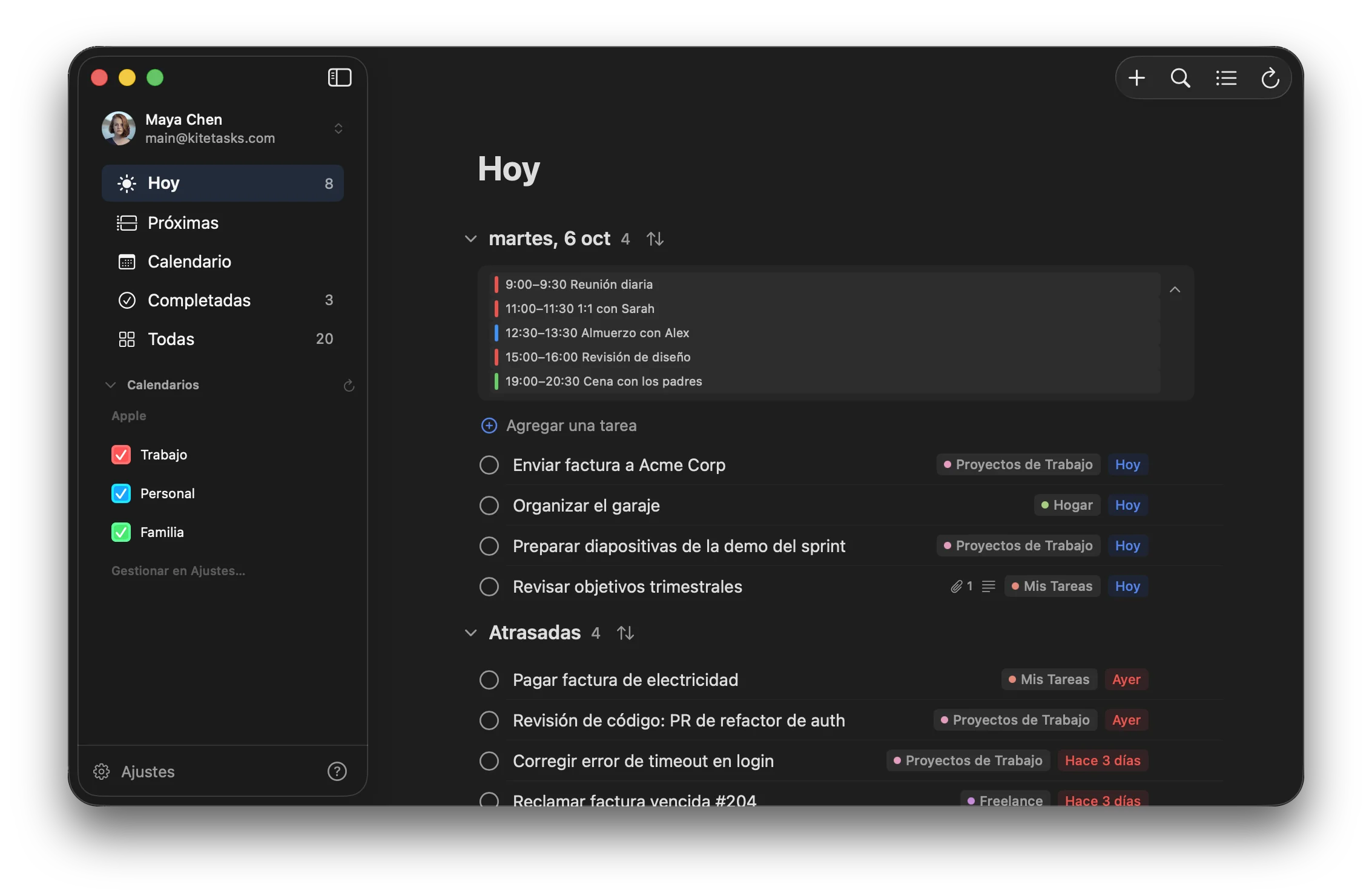 Vista «Hoy»