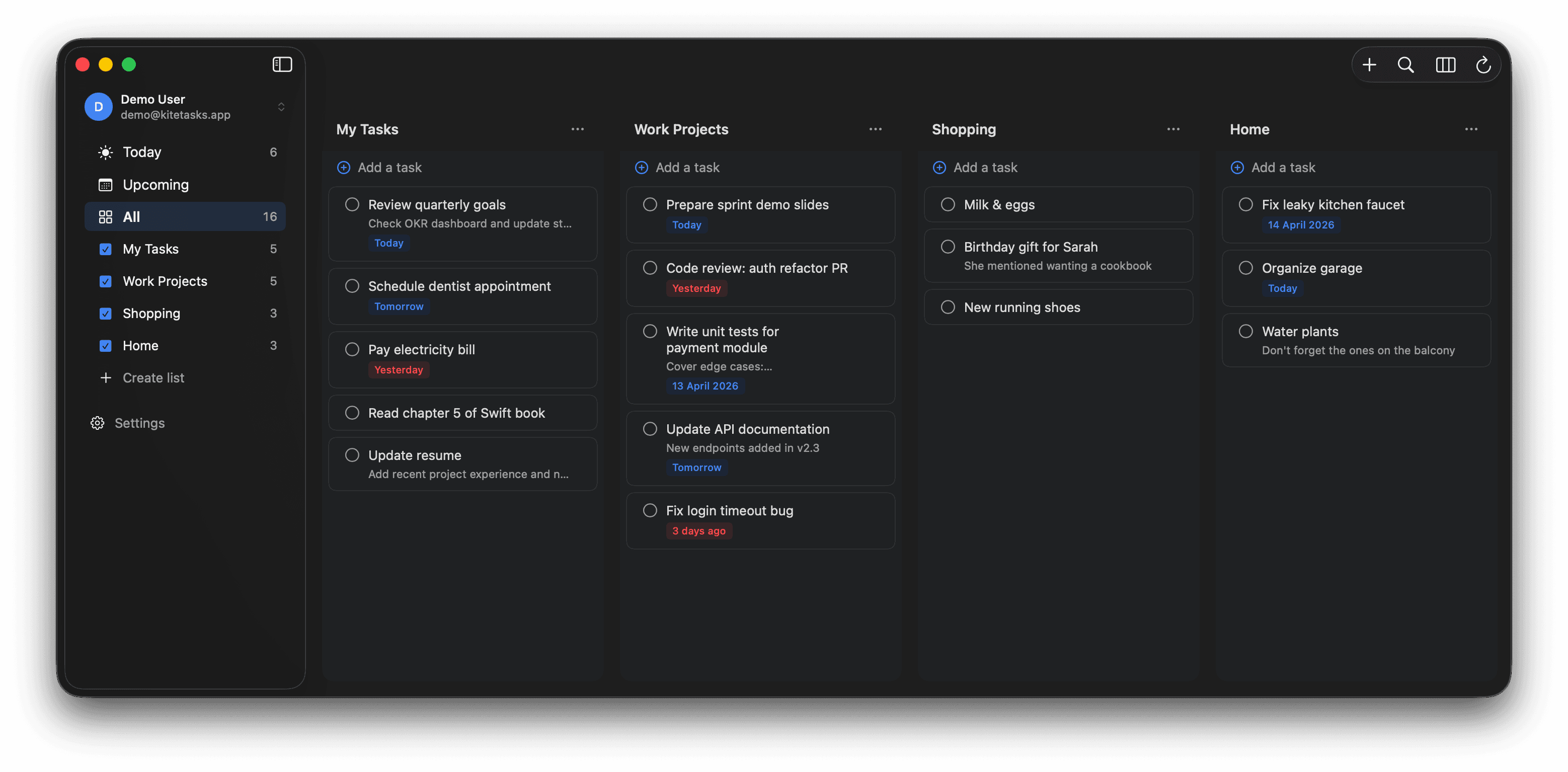 KiteTasks — native macOS desktop app for Google Tasks